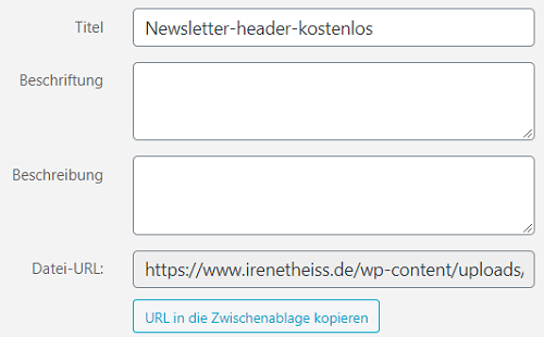 WordPress-Mediathek-URL URL erhalten aus WordPress Mediathek