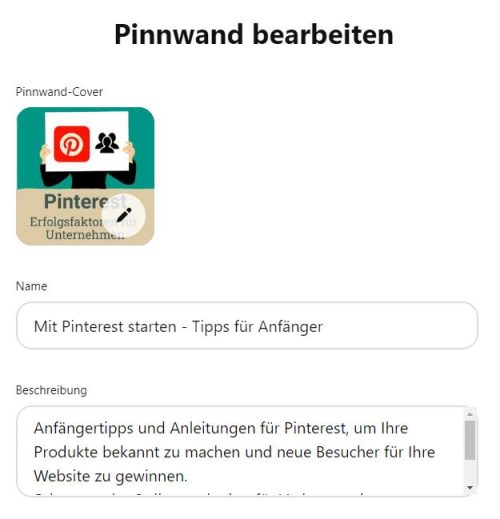 Pinterest Pinnwand optimieren Suchmaschine