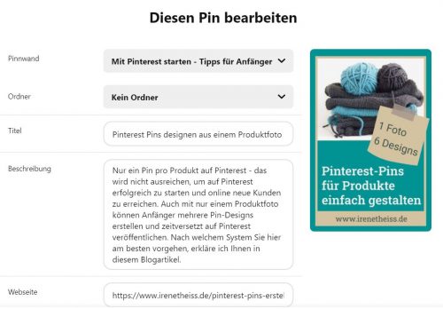 Pinterest Pin optimieren Titel und Beschreibung
